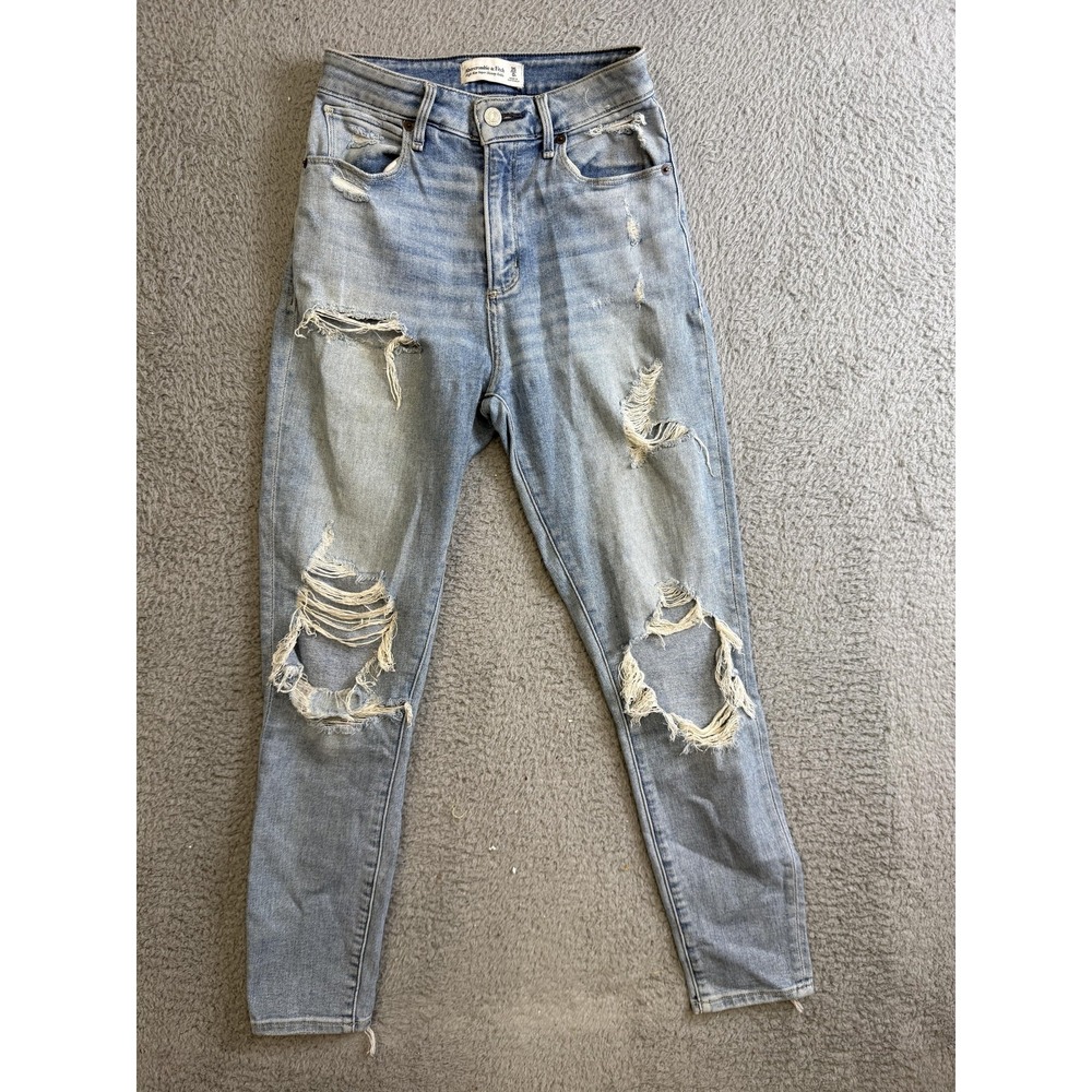 Abercrombie & Fitch Jeans Womens 25 High Rise Skinny Ankle Curve Love Distressed